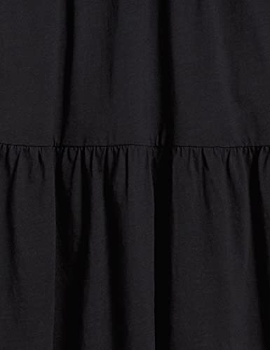 Amazon Essentials Women's Short-Sleeve Crewneck Tiered Dress, Black, Medium