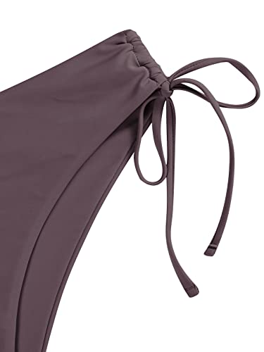 ZAFUL Women 2 Piece Swimsuits Spaghetti Strap Brazilian Bikini Lace Up Swimsuit Bathing Suit Coffee