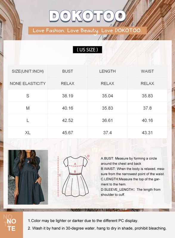 Dokotoo Womens Sundress Juniors Cute Dress Summer Baby Doll Tunic Dress Crewneck Lantern Short Sleeve Loose Casual Work Pocketed Mini Short Skirt Shift Dress Pink Medium