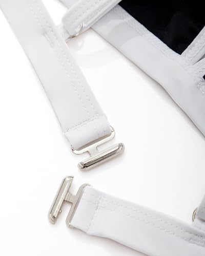 SUUKSESS Women Triangle High Cut Bikini Sets Sexy High Waisted Color Block Two Piece Swimsuits Push Up Bathing Suits(Black White,XL)