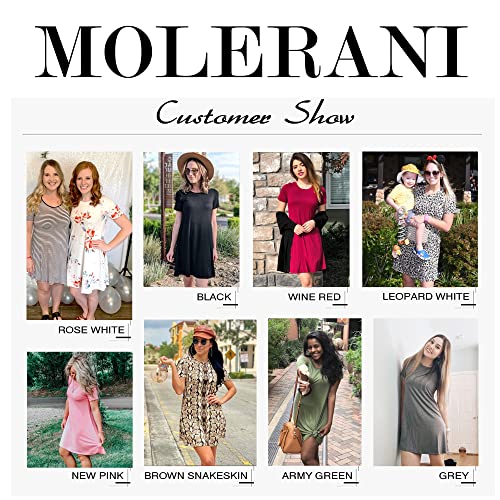 MOLERANI Women's Casual Plain Short Sleeve Simple T-Shirt Loose Dress Navy Blue L