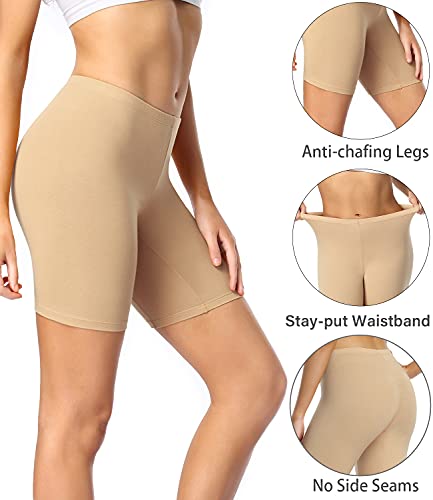 wirarpa Women's Cotton Boy Shorts Underwear Long Leggings Under Shorts Anti Chafe Bloomers 4 Pack Beige Size 4XL