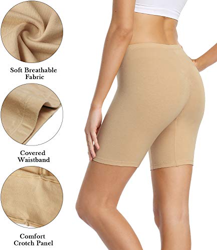 wirarpa Women's Cotton Boy Shorts Underwear Long Leggings Under Shorts Anti Chafe Bloomers 4 Pack Beige Size 4XL