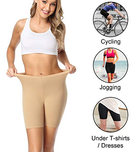 wirarpa Women's Cotton Boy Shorts Underwear Long Leggings Under Shorts Anti Chafe Bloomers 4 Pack Beige Size 4XL