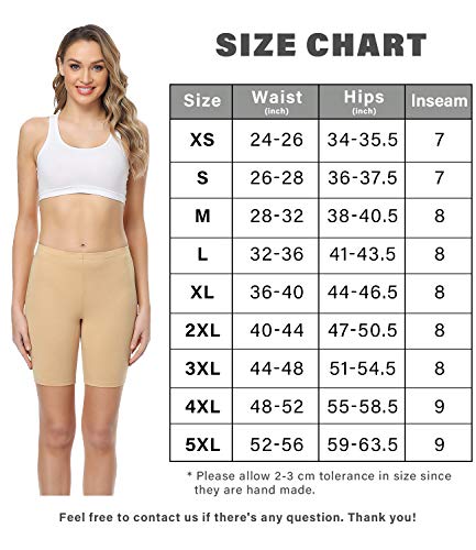 wirarpa Women's Cotton Boy Shorts Underwear Long Leggings Under Shorts Anti Chafe Bloomers 4 Pack Beige Size 4XL
