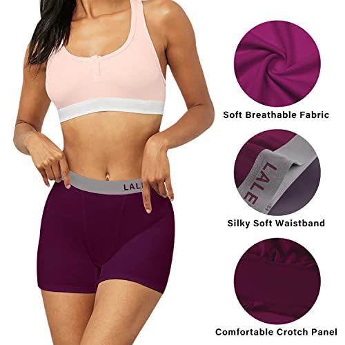 LALESTE 3" Inseam Womens Cotton Boxer Briefs Underwear Boy Shorts Panties for Women 5 Pack