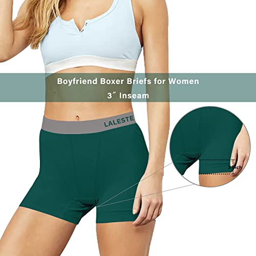 LALESTE 3" Inseam Womens Cotton Boxer Briefs Underwear Boy Shorts Panties for Women 5 Pack