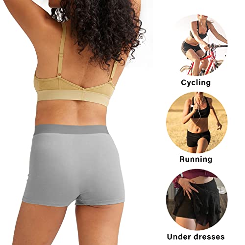 LALESTE 3" Inseam Womens Cotton Boxer Briefs Underwear Boy Shorts Panties for Women 5 Pack