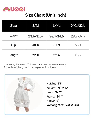 Nuoqi Victorian Womens Pantaloons Lace Ruffle Pumpkin Pants Bloomers Renaissance Shorts White S M