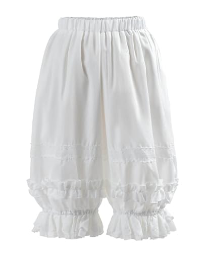 Nuoqi Victorian Womens Pantaloons Lace Ruffle Pumpkin Pants Bloomers Renaissance Shorts White S M