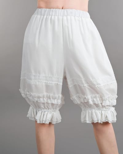 Nuoqi Victorian Womens Pantaloons Lace Ruffle Pumpkin Pants Bloomers Renaissance Shorts White S M