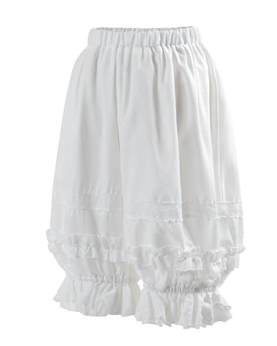 Nuoqi Victorian Womens Pantaloons Lace Ruffle Pumpkin Pants Bloomers Renaissance Shorts White S M