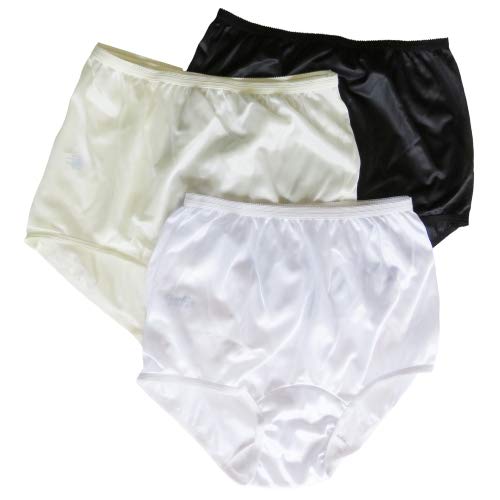 Women's Assorted Classic Nylon Panty Full Cut Briefs Size 7 (3-Pack)