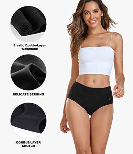 coskefy Cotton Panties for Women No Show High Waisted Underwear Seamless Tummy Control Briefs 5 Pack