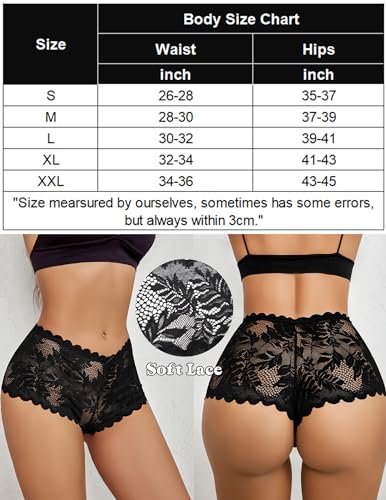 Avidlove Women's Underwear Sexy V-Waist Boy Shorts Underwear for Women Lace High Waist Cheeky Panties 4 Pack