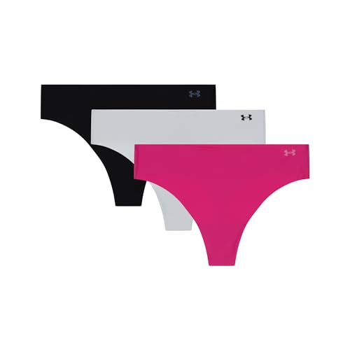 Under Armour UA Pure Stretch No Show Thong - Solid 3Pk, Astro Pink, MD