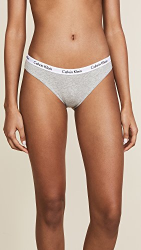 Calvin Klein Women's Carousel Logo Cotton Stretch Bikini Panties, 3 Pack, Black/White/Grey Heather, Small