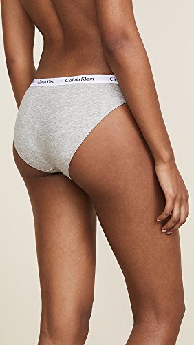 Calvin Klein Women's Carousel Logo Cotton Stretch Bikini Panties, 3 Pack, Black/White/Grey Heather, Small