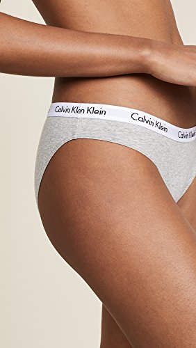 Calvin Klein Women's Carousel Logo Cotton Stretch Bikini Panties, 3 Pack, Black/White/Grey Heather, Small