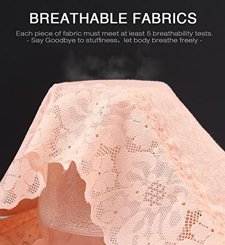 RHYFF Womens Underwear Cotton Hipster Panties Lace Soft Bikini Panty Ladies Stretch Full Briefs 5 Pack S-XL(R6004L-Light)