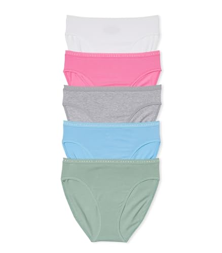 Victoria's Secret Stretch Cotton High Leg Brief Panty Pack, Underwear for Women, 5 Pack, Core Basics (L)