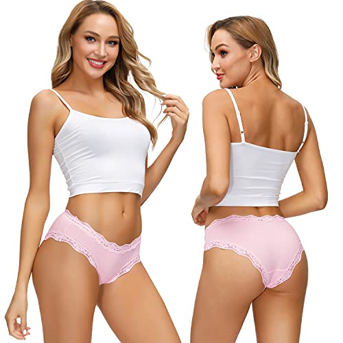 LYYTHAVON Women’s Underwear Soft Breathable Cotton Brief Ladies Panties 5-Pack (Multicolored I,5 Pack, Large)