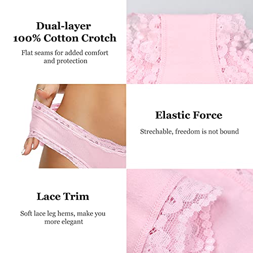 LYYTHAVON Women’s Underwear Soft Breathable Cotton Brief Ladies Panties 5-Pack (Multicolored I,5 Pack, Large)