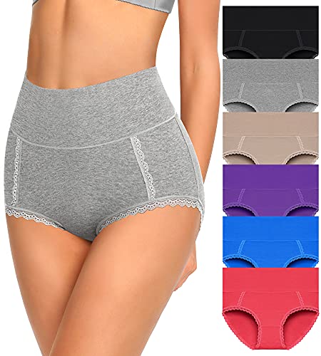 MISSWHO Womens Underwear Cotton High Waisted Postpartum Stretch Panties Soft Breathable Plus Size Briefs for Ladies XXX-Large