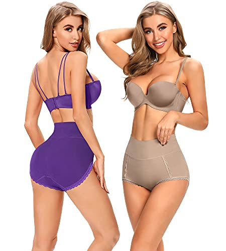 MISSWHO Womens Underwear Cotton High Waisted Postpartum Stretch Panties Soft Breathable Plus Size Briefs for Ladies XXX-Large