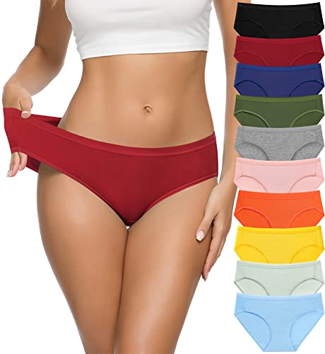 CULAYII Womens Bikini Panties, High-Cut Full Coverage Hip Lift Cotton Fiber Cool Underwear for Women - 10 Pack, L