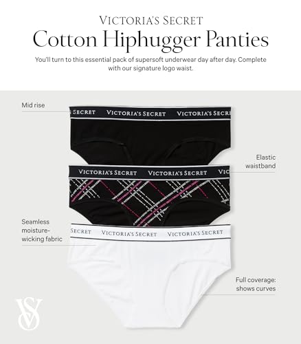 Victoria's Secret Cotton Panty Pack, VS Branded Waistband, Hiphugger Underwear for Women, 5 Pack, Spring Mix (XL)