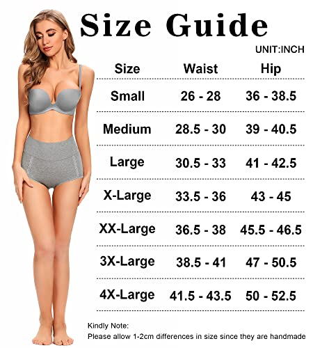 MISSWHO Womens Underwear Cotton High Waisted Postpartum Stretch Panties Soft Breathable Plus Size Briefs for Ladies XXX-Large