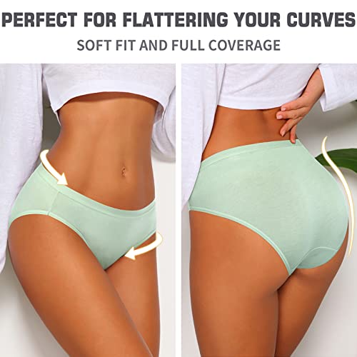 CULAYII Womens Bikini Panties, High-Cut Full Coverage Hip Lift Cotton Fiber Cool Underwear for Women - 10 Pack, L