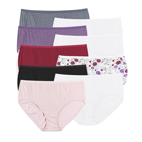 Hanes Women's Plus Size Cool Comfort Cotton Brief 10-Pack, Assorted, 11