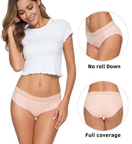 GNEPH Cotton Underwear for Women, Lace Panties for Women, Cotton Panties For Women 5 Pack(218M-Light)