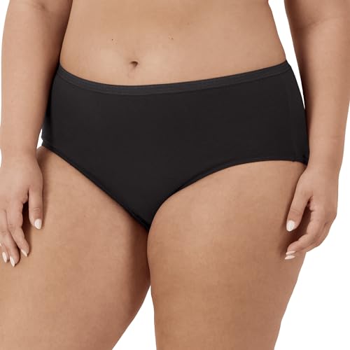Hanes Women's Plus Size Cool Comfort Cotton Brief 10-Pack, Assorted, 11