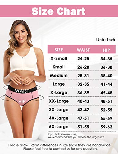 POKARLA Women's Cotton Stretch Underwear Ladies Mid Rise Briefs Panties Multipack 5-Pack(Medium)