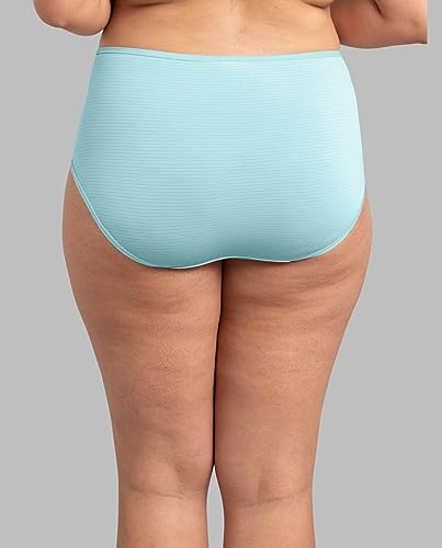 Fruit of the Loom Women's Breathable Underwear, Moisture Wicking Keeps Comfortable, Available, Cooling Stripes-Plus Size Brief-6 Pack-Colors May Vary, 10 Plus