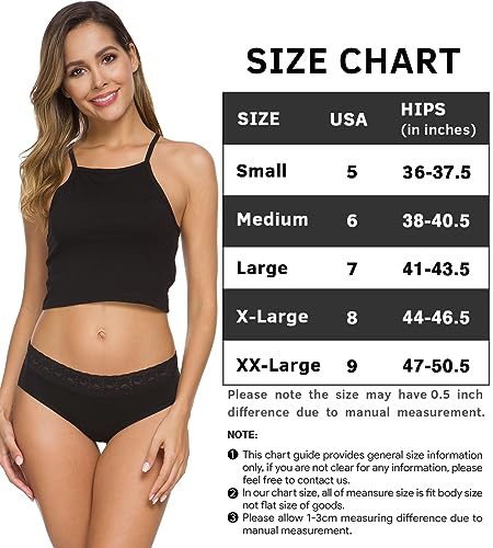 GNEPH Cotton Underwear for Women, Lace Panties for Women, Cotton Panties For Women 5 Pack(218M-Light)