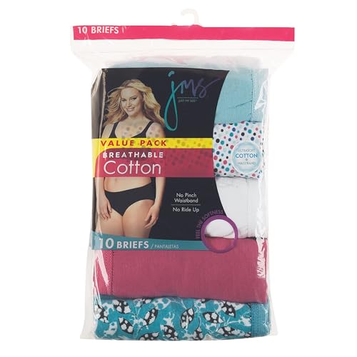 Hanes Women's Plus Size Cool Comfort Cotton Brief 10-Pack, Assorted, 11