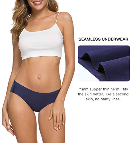 Altheanray Women’s Seamless Underwear No Show Panties Soft Stretch Bikini Underwears 6 Pack(3081M-color12)