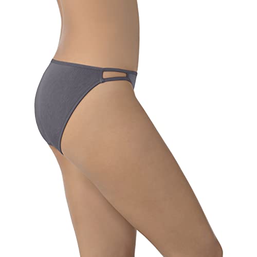 Vanity Fair Women's Illumination String Bikini Panties, Silky Stretch & Satin Trim, 3 Pack-Midnight Black, 5