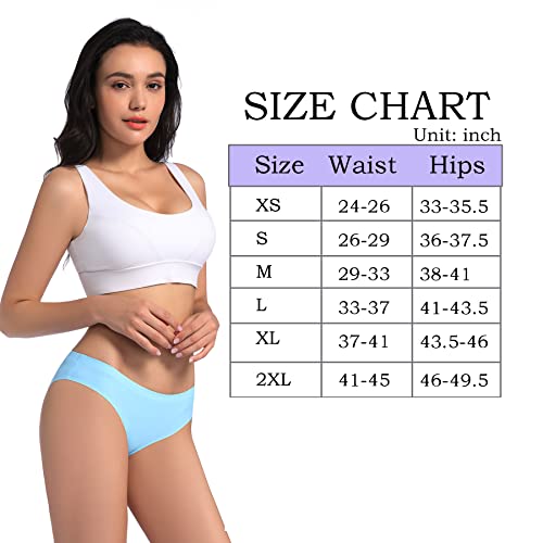 COSOMALL 6 Pack Women's Invisible Seamless Bikini Underwear Half Back Coverage Panties (US M, 6 Pack Seamless)