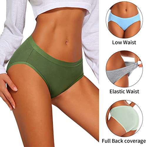 Eiggam Womens Bikini Panties, High-Cut Full Coverage Hip Lift Cotton Fiber Cool Underwear for Women - 10 Pack, L