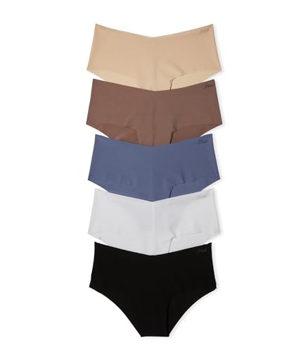 Victoria's Secret PINK No Show Cheekster Panty Pack, Cheeky Panties for Women, Seamless Underwear, No Show Underwear, Hipster Panties, Ladies Underwear, Assorted (L)