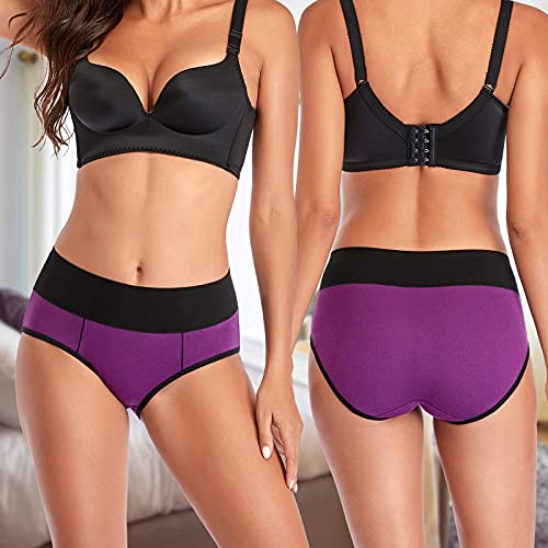 Eiggam Womens Underwear High Waist Cotton Underwear No Muffin Soft Full Coverage Ladies Brief Panties