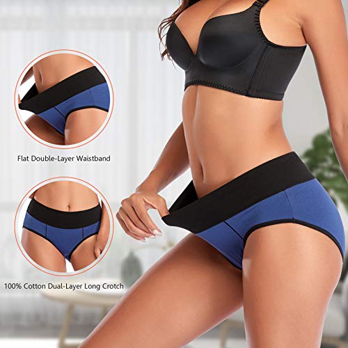 Eiggam Womens Underwear High Waist Cotton Underwear No Muffin Soft Full Coverage Ladies Brief Panties
