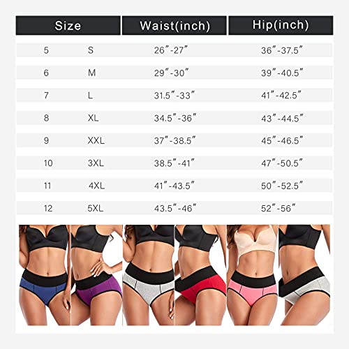 Eiggam Womens Underwear High Waist Cotton Underwear No Muffin Soft Full Coverage Ladies Brief Panties