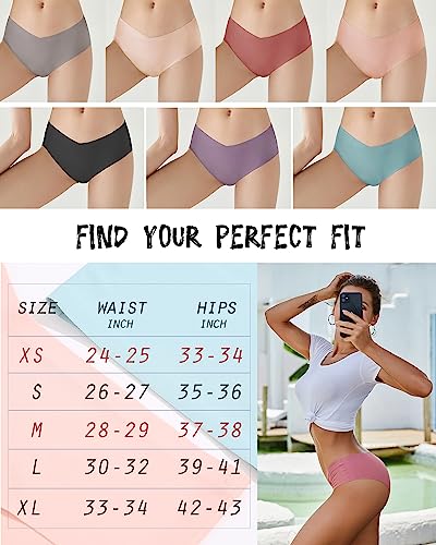 ROSYCORAL Women’s Seamless Bikini Panties Soft Stretch Invisibles Briefs No Show Hipster Underwear cheeky 9 pack XS-L (L)