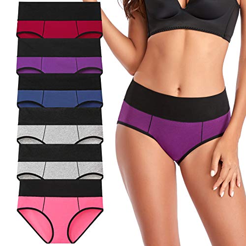 Annenmy Cotton High Waist Women's Underwear Full Coverage No Muffin Panties Regular and Plus Size Underwear for Women(Dark Assorted Colors, 6 Pack, X-Large)…